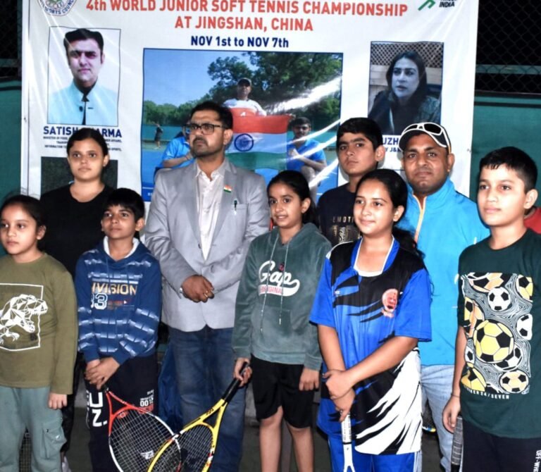 Satish Sharma visits Khelo India Soft Tennis Centre; interacts with playersCongratulates three ST players for participation in World Championship