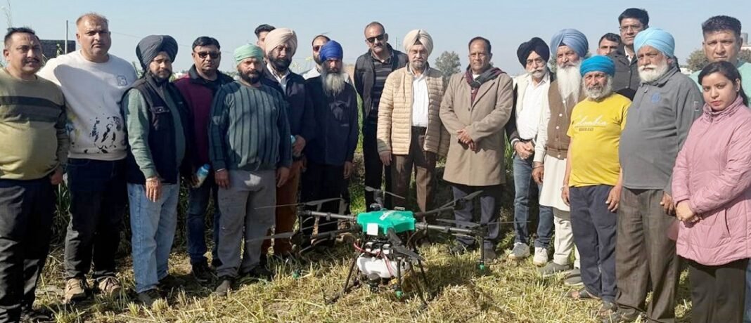 Demonstration of Drone Spraying of Fertilizers held in Village Khour, RS Pura