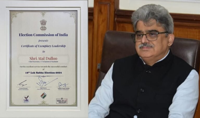 ECI recognises Atal Dulloo as ‘Exemplary Leader’ for successful holding of Lok Sabha elections