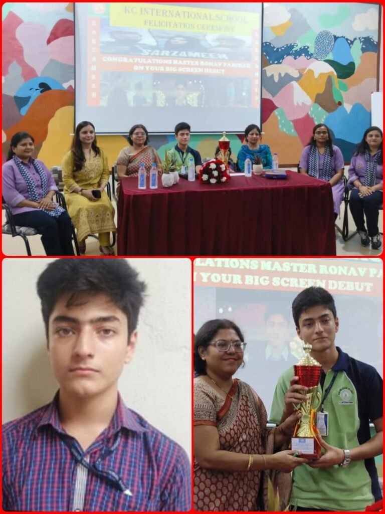 Ronav Raut KC Int’l School felicitates Ronav Parihar for Bollywood debut in ...