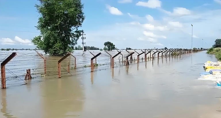 Floods damage 110 km of Indo-Pak border fence; 90 BSF posts inundated in Punjab, Jammu