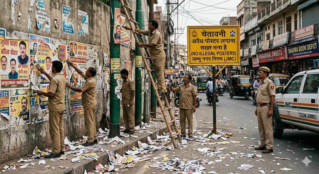 Beware, Jammu! Pasting posters on walls will land you in jail—a major action by the Municipal Corporation.