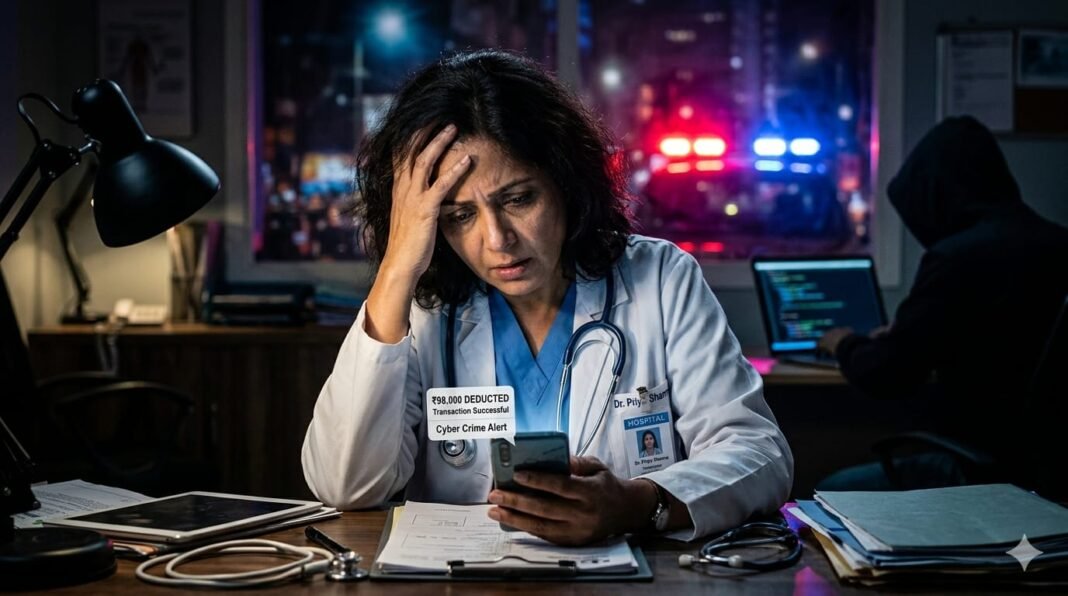 A female doctor in Jammu was defrauded of ₹98,000 online; the Crime Branch has filed charges against four accused.