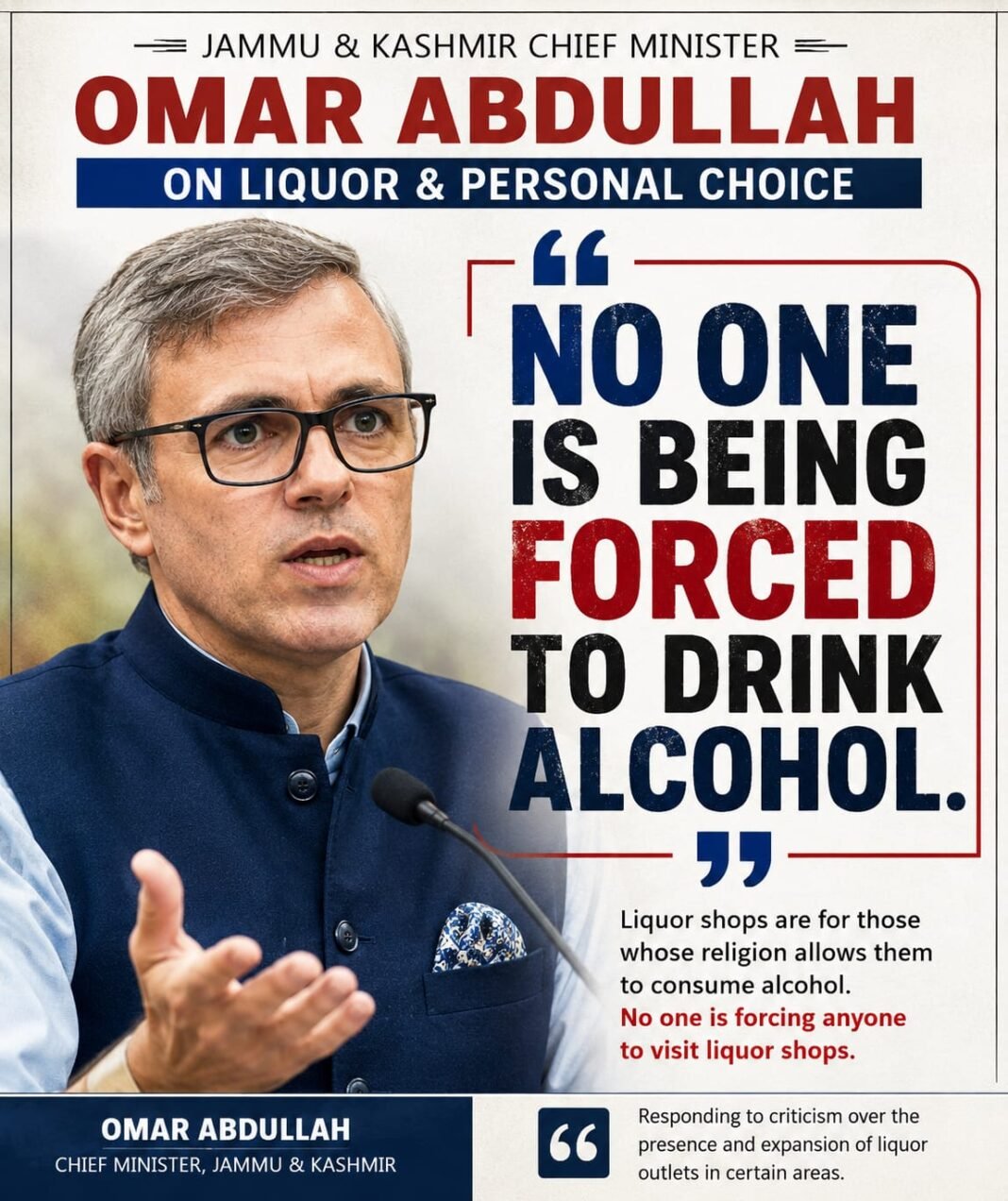 Omar Abdullah’s Statement on Liquor Sparks Debate Across Jammu and Kashmir