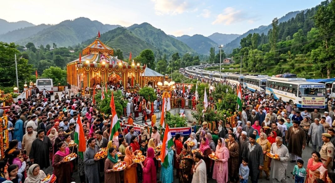 A wave of faith surges in 200 buses, with over 9,000 Kashmiri Pandits set to pay obeisance at Mata Kheer Bhawani today.