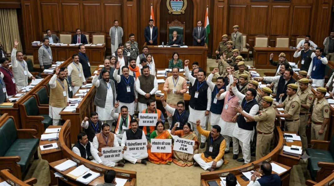 विधानसभा का पहला दिन हंगामे की भेंट, BJP का सदन में धरना; NHM, डेली वेजर्स और बिजली दरों पर सरकार को घेरा